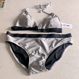 Calvin Klein Women's Low Waisted Elastic Logo Triangle Bikini Set